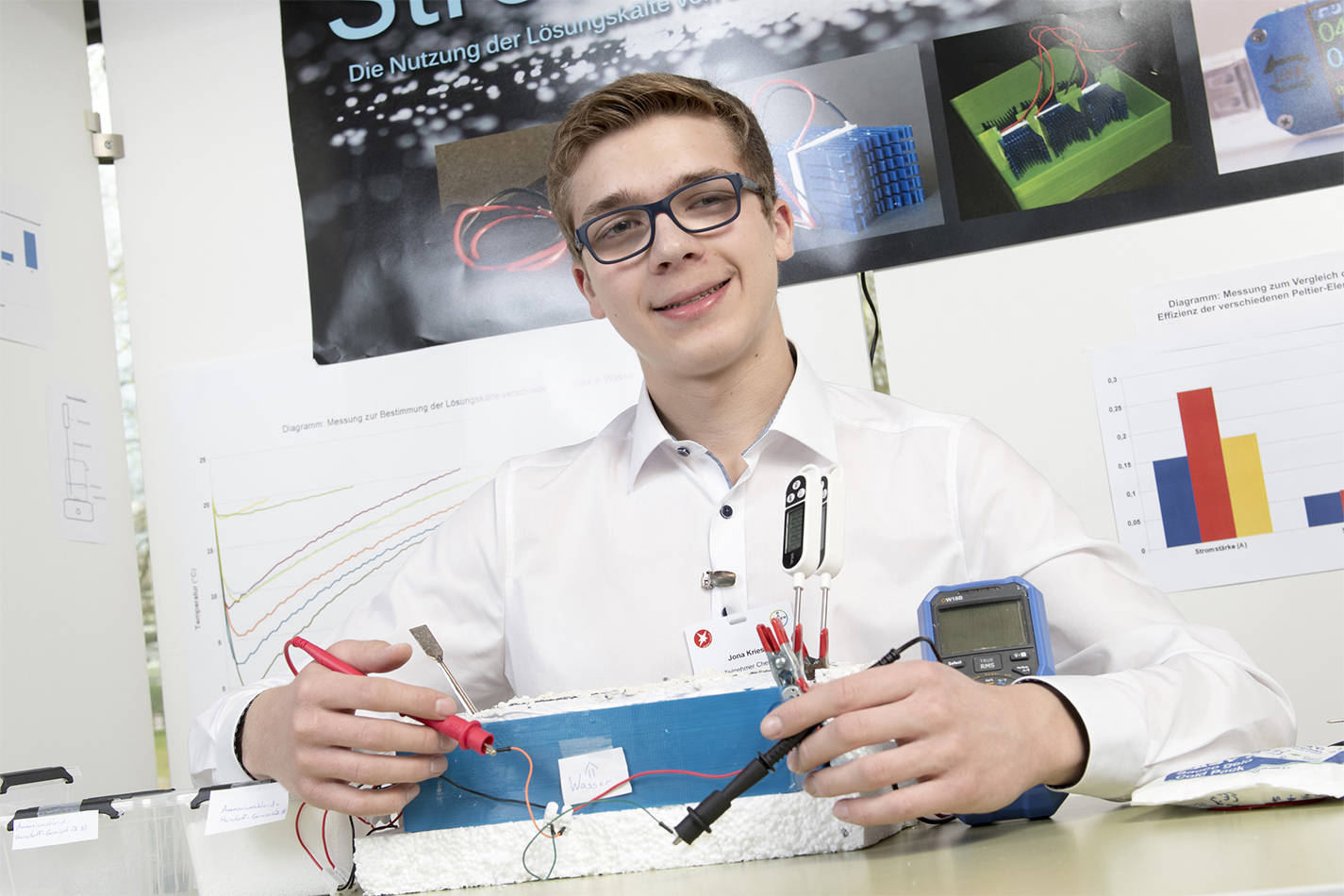 Jona Kriese vom Gymnasium Waldstraße wurde Landessieger bei „Jugend forscht“. Foto: Bayer AG