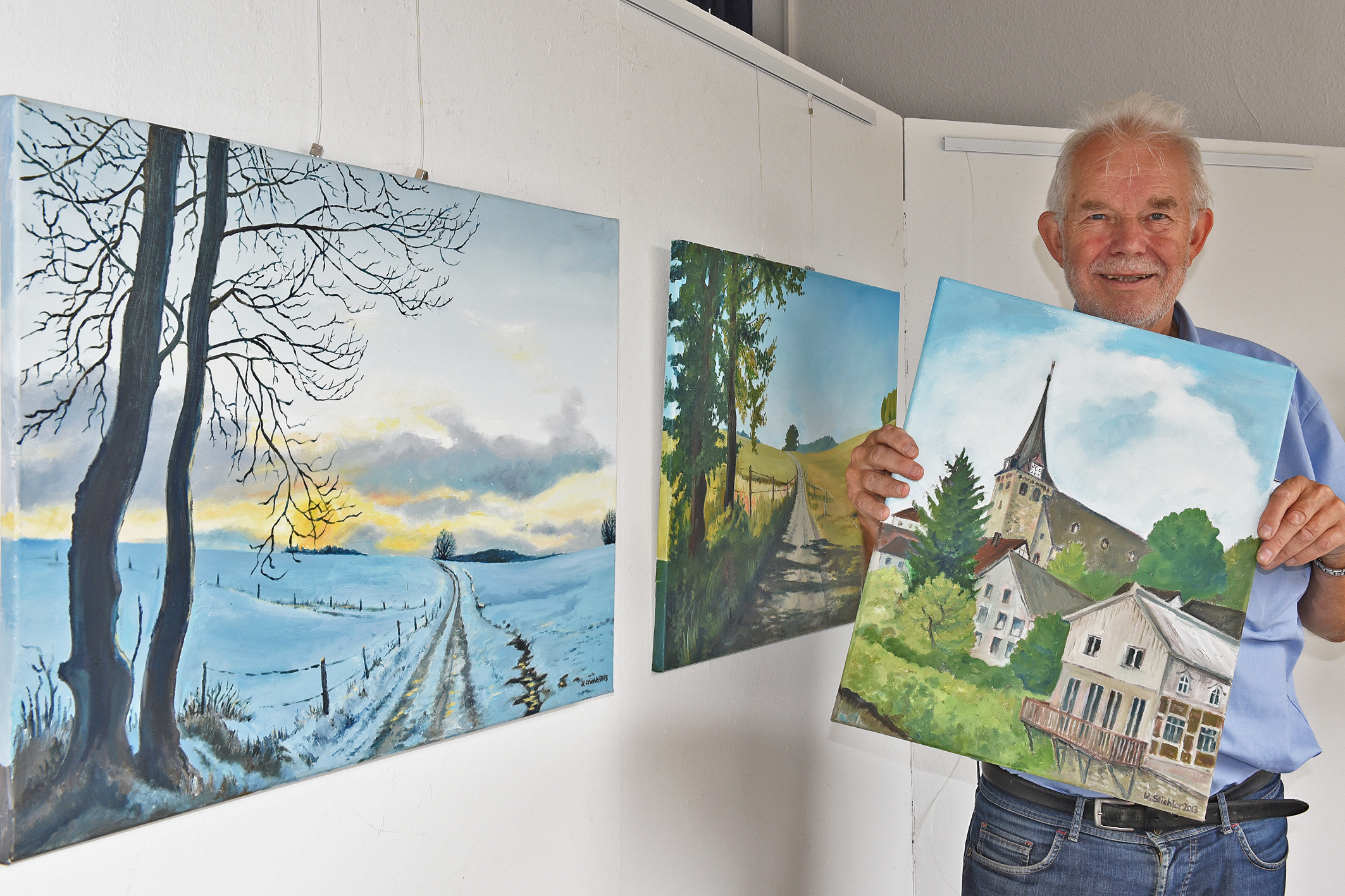 Ein Bild von der Kirche am Markt stellte Ulrich Stiehler vor einigen Jahren im Kunstfenster aus. Beim Vortrag morgen geht es um die Geschichte der Kirche.