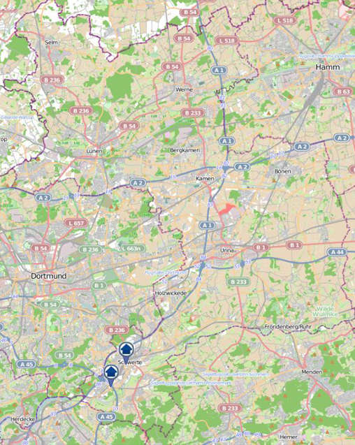 Der "Einbruchsradar" gibt einen Überblick über Einbrüche, die sich innerhalb einer Woche im Zuständigkeitsbereich der Kreispolizeibehörde zugetragen haben. Grafik: Polizei NRW Kreis Unna