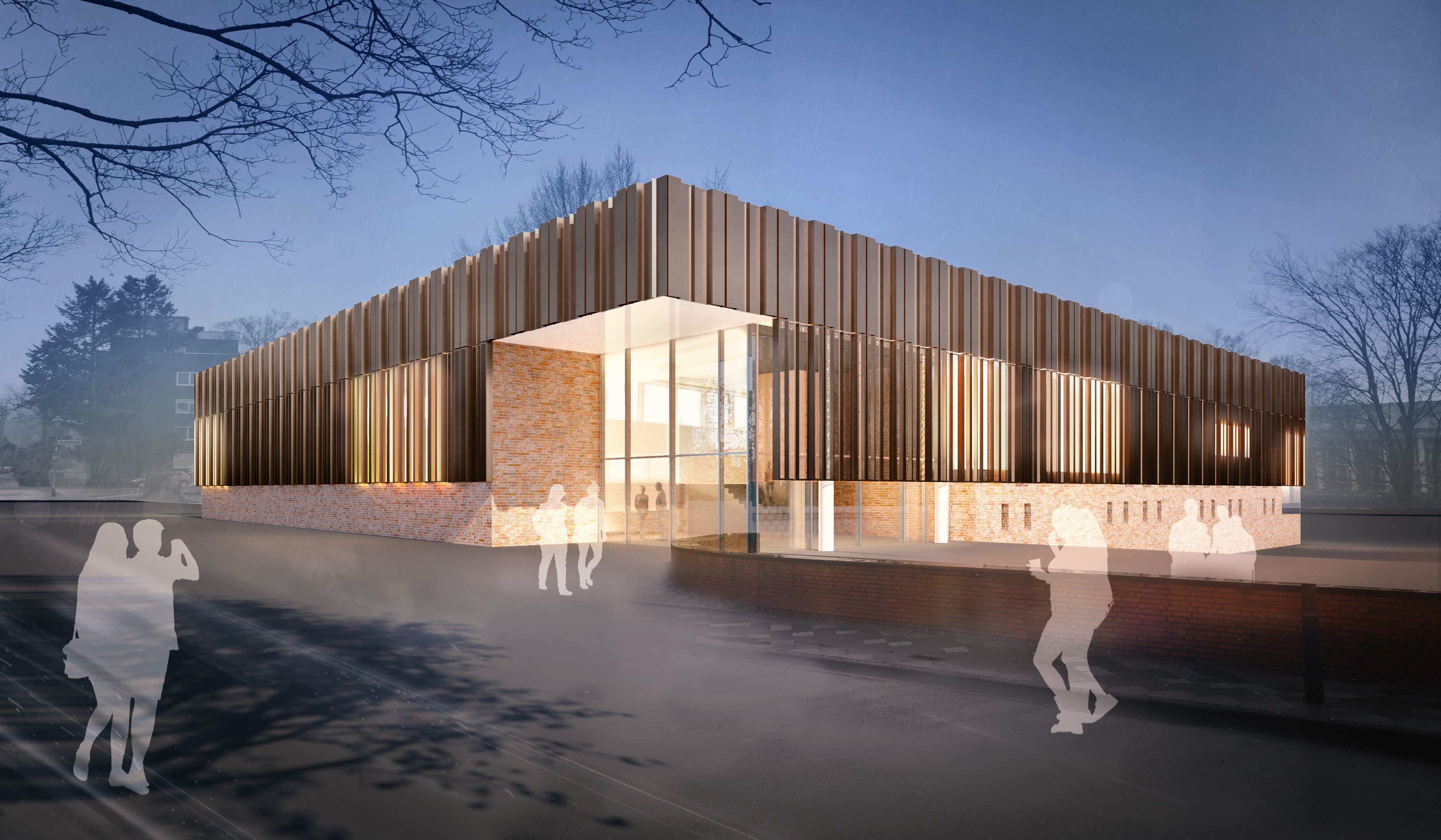Animation der neuen Sporthalle für die Carl-Benz-Realschule. Foto: Landeshauptstadt Düsseldorf/IPM
