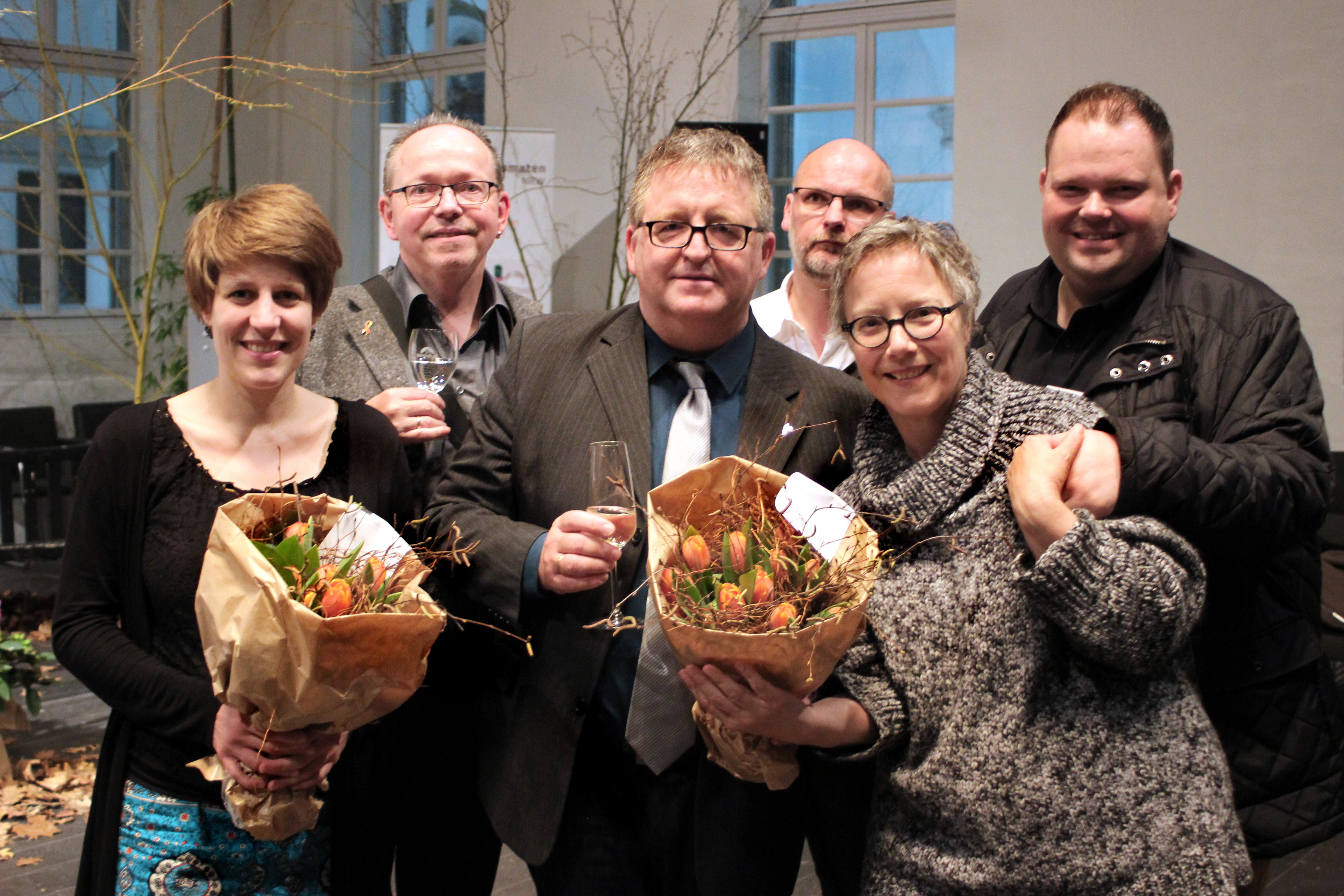 Das Foto zeigt (v.l.n.r.): Verena Schäffer (MdL), Wolfram Thiel, Ralf Terjung, Frank Brauckmann, Petra Heckmanns und Achim Pallentin.
