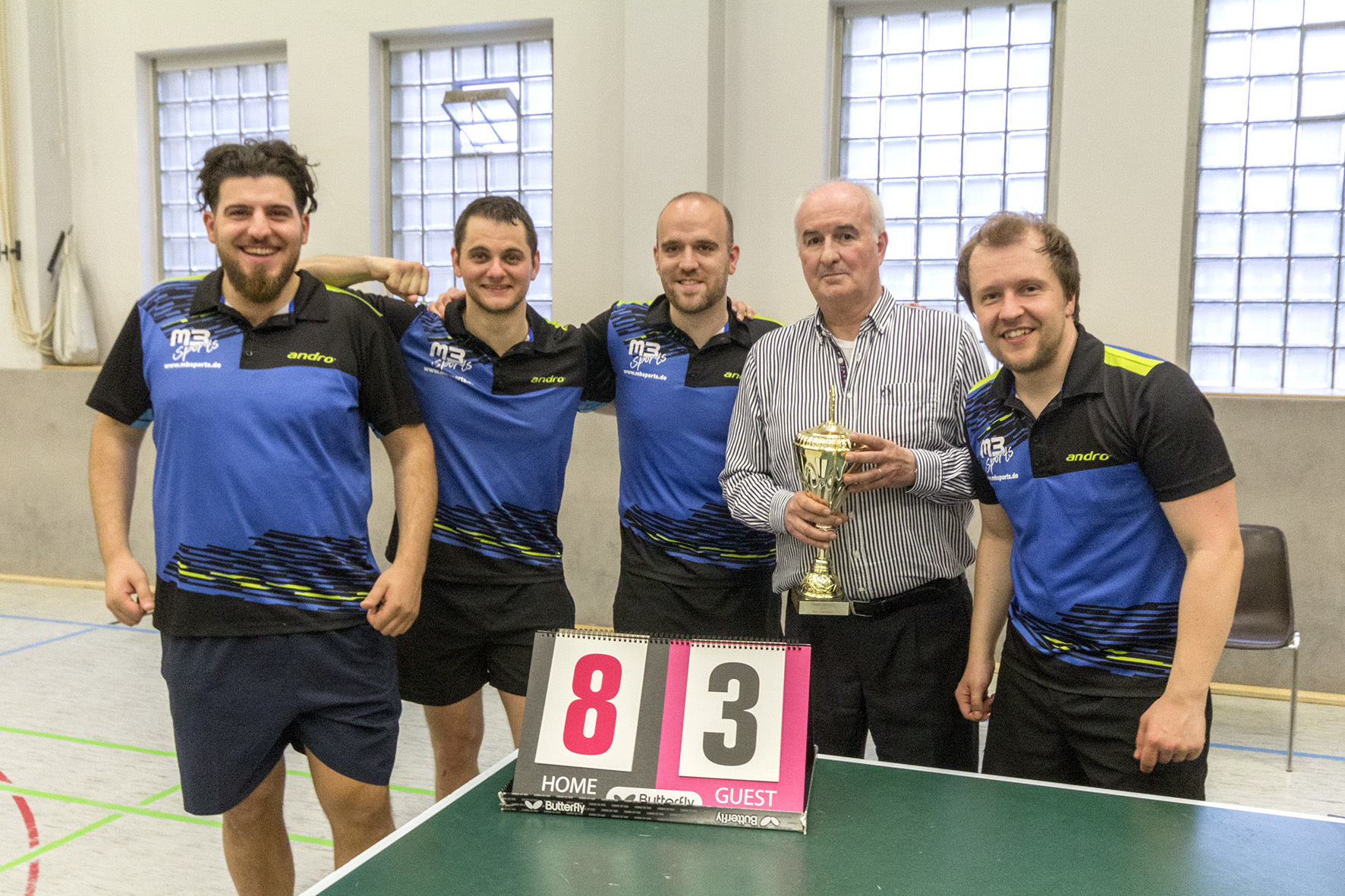 Das Foto zeigt (v.l.): Arasch Hosseini, Hendrik Ulber, Lennart Kley, Ralf Link (Coach) und Michael Krause. Foto: Holger Ross