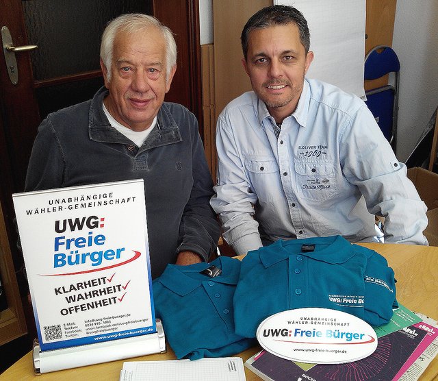 Hans-Josef Winkler (links) und Tim Pohlmann vom Vorstand der UWG: Freie Bürger. Foto: UWG: Freie Bürger