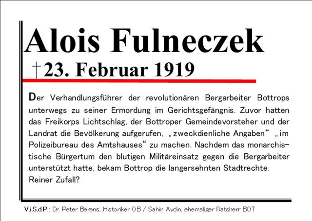 Postkartenaktion von Karl-Liebknecht-Club Bottrop 2019
Dr. Peter Berens, Historiker OB
Sahin Aydin, Stadthistoriker, ehem. Stadtrat BOT