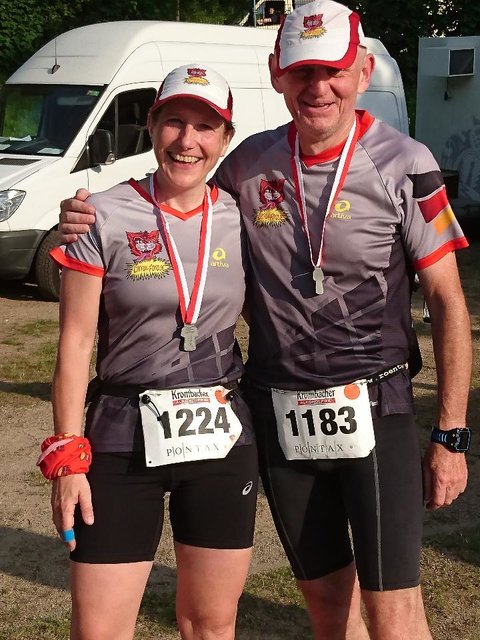 Tolles Team im Ziel. Birgit und Ralf vom TC Kray.
