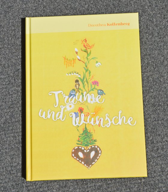 Das Bild für das Cover ihres Buches hat Dorothea Kollenberg selber gemalt. "Es zeigt die vier Jahreszeiten, oben zwitschert ein Vogel ,Ich liebe dich'", erläutert die Autorin.