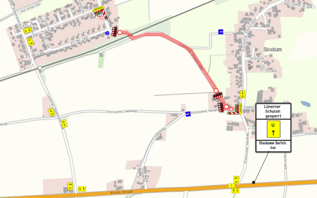 Infokarte zur Straßensperre K38 Unna-Lünern