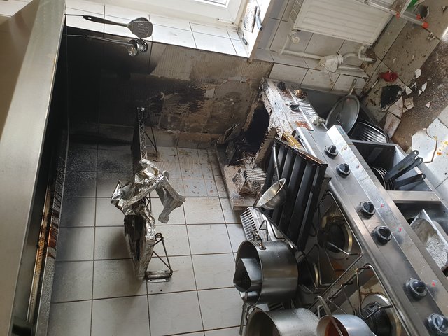 Der Brandbereich in der Pizzeria.