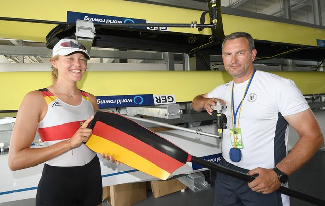 Lene Mührs mit Landestrainer Ralf Wenzel.