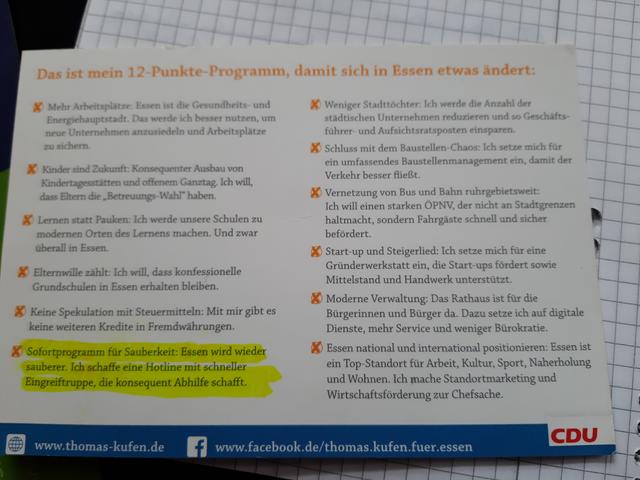 "Essen wir wieder sauberer." - Das hat OB Kufen einst im Wahlkampf versprochen. Laut Günter Adam hat das im Bergmannsfeld nicht geklappt.