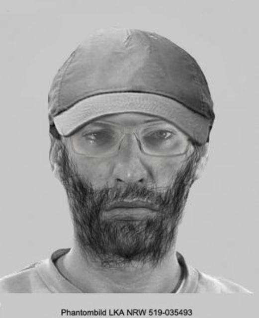 So könnte der Mann ausgesehen haben. Sachdienliche Hinweise an die Polizei in Hünxe, Tel. 02858 / 91810-0.
