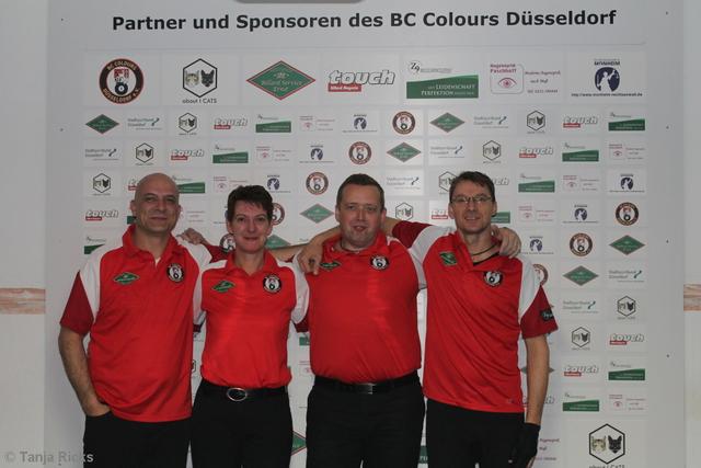 Die Mannschaft des BC Colours Düsseldorf 3: Carsten Sliwka, Michaela Schorn, Michael Stahl und Michael Kremser