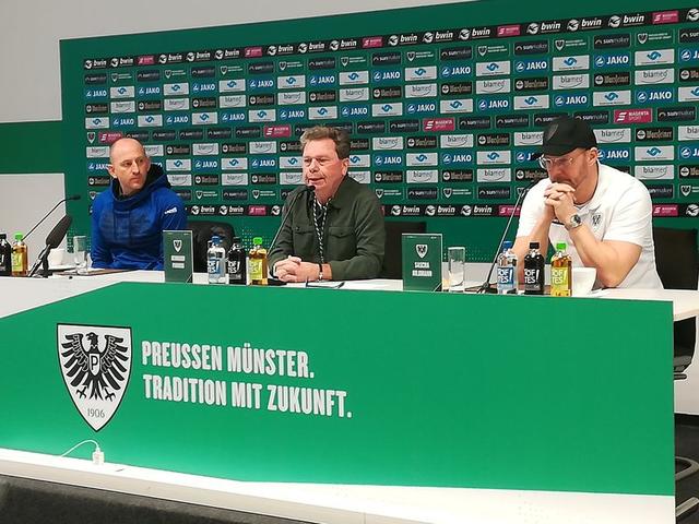 Torsten Lieberknecht (links) war mit dem Auftritt seiner Mannschaft zufrieden. Preußens Trainer Sascha Hildmann muss mit seiner Mannschaft einen Weg aus dem Tabellenkeller finden.
