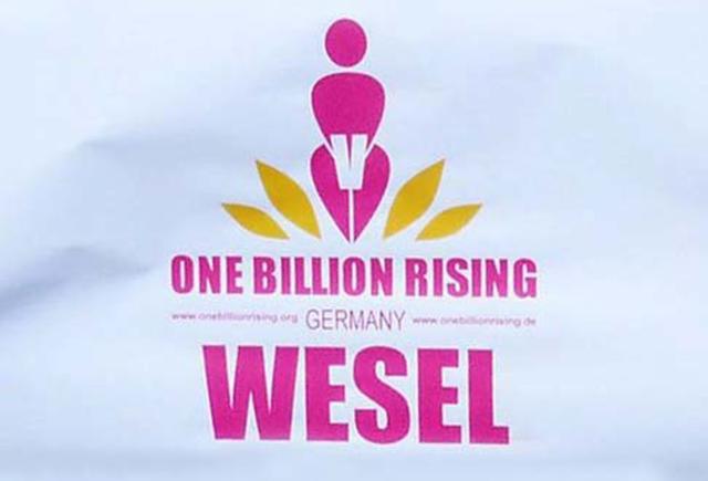 One Billion Rising - ein Zeichen gegen Gewalt an Frauen und Mädchen: Mittanzen und der Welt zu zeigen, dass auch Wesel gegen Gewalt ist: Am Freitag, 14. Februar, um 17 Uhr am Rathaus-Innenhof (Klever-Tor-Platz 1 in Wesel).