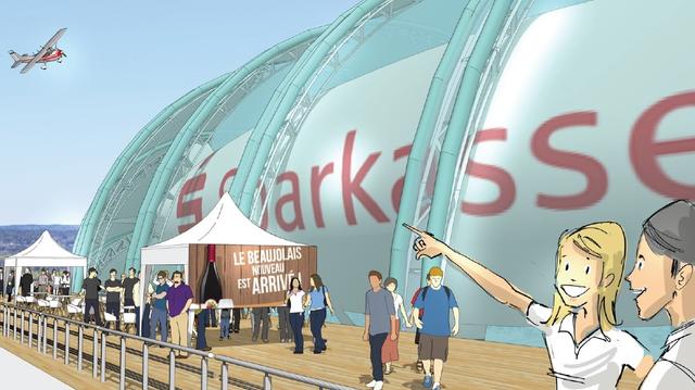 Die WDL möchte investieren und die bestehende Luftschiffhalle mit einer transparenten Membran bespannen.
Grafik: WDL