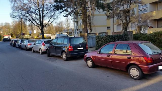 Auch hier an der Bambergstraße ist der Zugang zu den Abfallbehältern zugeparkt.