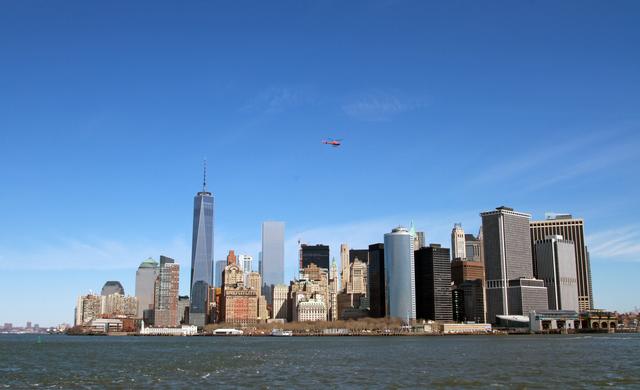 Die Südspitze Manhattans vom Boot aus gesehen.
