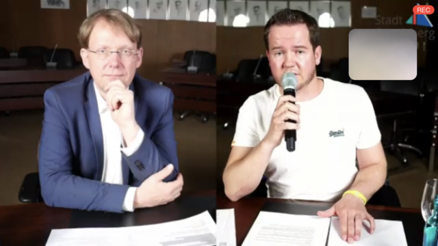 Bürgermeister Claus Jacobi und Mitorganisator Jan Schulte während der online Pressekonferenz.
