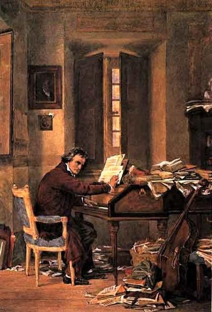  Carl Bernhard Schloesser (1832-1914)
 „LvB in seinem Arbeitszimmer“ | ca. 100 x 70 cm |   | Foto: Kunstbibliothek - Mülheimer Kunstverein und Kunstförderverein Rhein-Ruhr (KKRR Ruhrstr. 3)