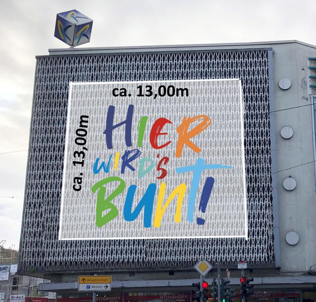 Die Fotomontage verdeutlicht, wie groß das Bild letzendlich werden wird.