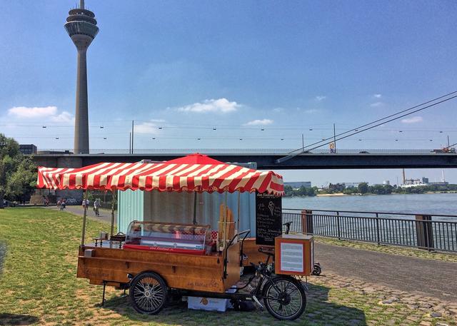 Am Stadtstrand mit Rheinturm
