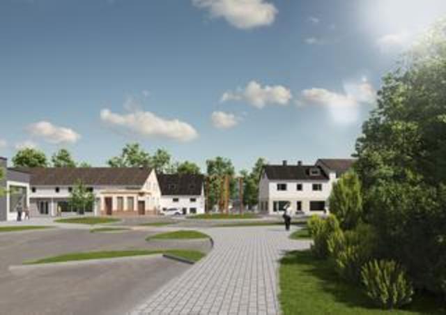 Zukünftiger Blick von der Alten Hauptstraße aus auf die Gaststätte Brauksiepe sowie Richtung Deipenbecktal