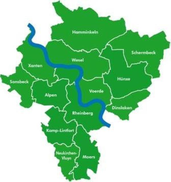 Landkarte Kreis Wesel
