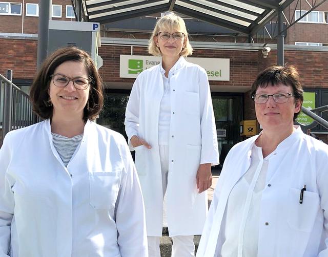 Seit Herbst 2013 prägt Dr. Susanne Findt (Mitte) die Fachbereiche Gynäkologie und Senologie am Evangelischen Krankenhaus Wesel. Zuerst als leitende Oberärztin, seit Januar 2015 als Chefärztin. Nun wechselt sie aus persönlichen Gründen nach Düsseldorf, weil dort ihr Lebensmittelpunkt ist.