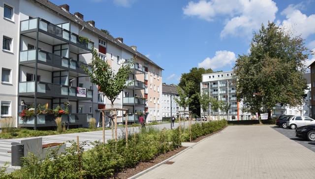 Wiesen, Bänke und Treffpunkte machen das sanierte Viertel zwischen Borsigplatz und Heroldweise aus.  
