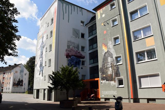 Neue Fassaden erinnern an die alte Hoesch-Geschichte. 