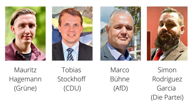 Die vier Bürgermeisterkandidaten, die sich in Dorsten der Wahl stellen.