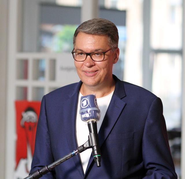 SPD OB-Kandidat Thomas Westphal nach Verkünden der ersten Ergebnisse.