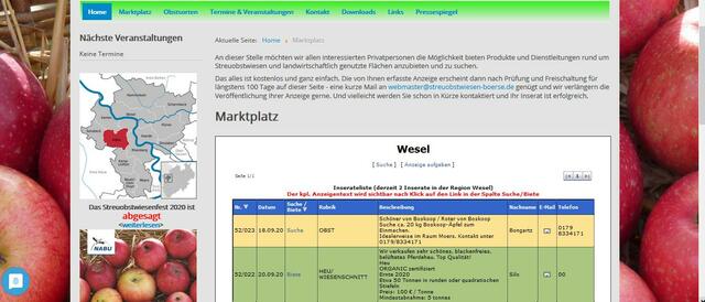 Screenshot der Homepage Marktplatz Niederrhein