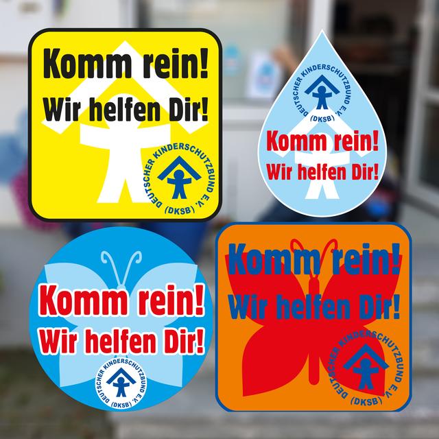 Überall, wo dieser Aufkleber hängt, wird Kindern geholfen.