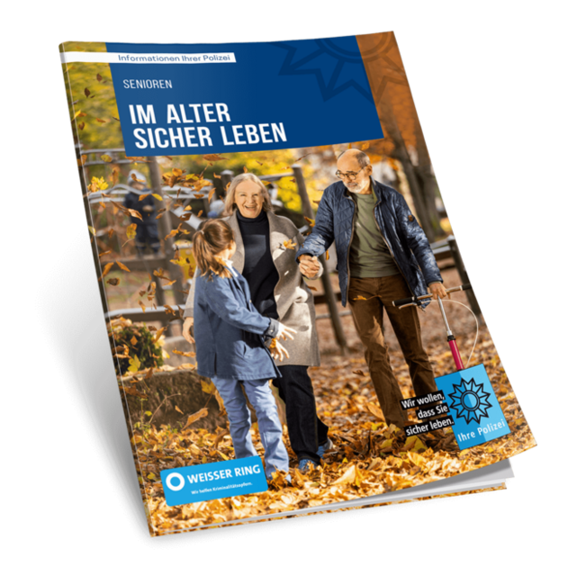 Die Broschüre informiert über Kriminalitätsformen, denen ältere Menschen in besonderer Weise ausgesetzt sind, und gibt Tipps zum wirksamen Schutz vor solchen Straftaten. Sie erläutert Gefahren an der Haustür, z.B. das Auftauchen falscher Polizeibeamter oder das Vortäuschen falscher Notlagen, und damit verbundene Diebstahlsdelikte sowie Gefahren am Telefon, wie den so genannten Enkeltrick, oder falsche Gewinnversprechen. Weiterhin wird über Internetsicherheit, Gefahren im Internet und Soziale Netzwerke informiert. Ein anderer Abschnitt der Broschüre weist auf Gefahren hin, die einem unterwegs begegnen können, wie Handtaschenraub, Taschendiebstahl oder dubiose Kaffeefahrten. Wichtige Hinweise finden Leser darüber hinaus auch im Abschnitt Gewalt in der Pflege oder zu den Vorteilen von positiven nachbarschaftlichen Kontakten. Am Ende stehen Hinweise auf weiterführende Informationen und Materialien, das Angebot der Opferhilfeeinrichtung WEISSER RING sowie Adressen von Polizeilichen Beratungsstellen.