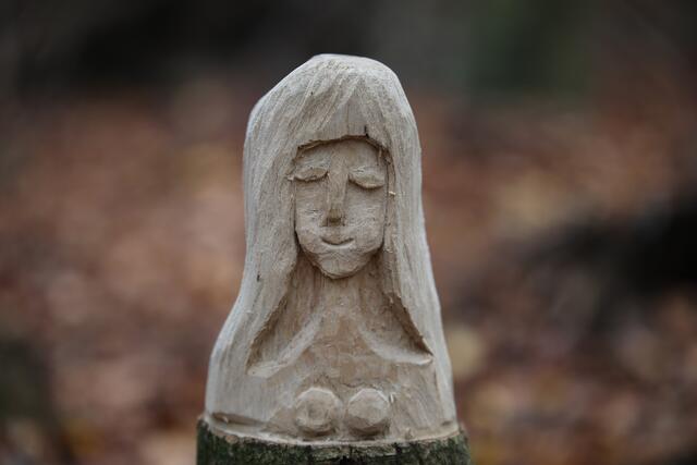 Hamminkeln Kunst im Wald Unbekannter Künstler stellt Skulpturen auf