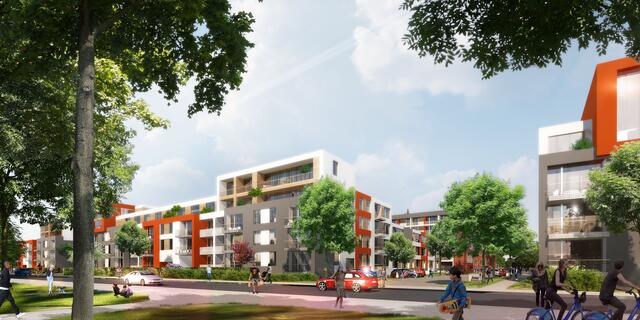 So ähnlich könnte es in wenigen Jahren an der Gartenstraße in Neumühl aussehen. Dort sollen attraktive Mietwohnungen, auch öffentlich geförderte, Zeichen in die Zukunft setzen.
Foto: Hector3
