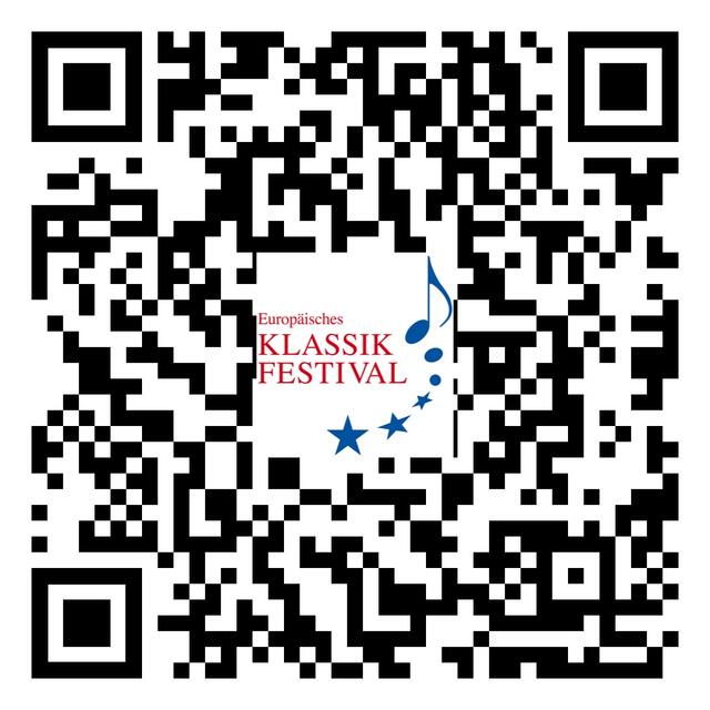 Per QR Code gelangt man direkt zum Schauspiel des Europäischen Klassikfestivals auf dem YouTube Kanal. Dort stehen auch die Noten und Übungs- sowie Mitsingversionen zur Verfügung.