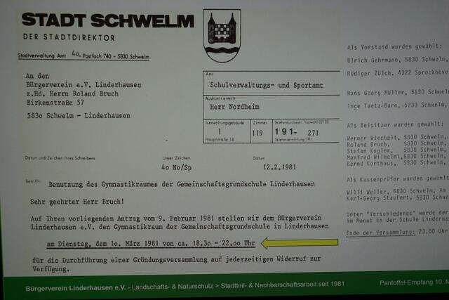 Die Gründungsversammlung des Vereins fand, wie in diesem Dokument festgehalten, am 10. März 1981 statt.