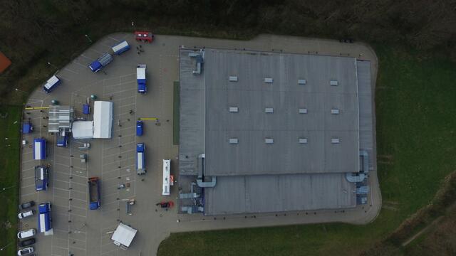 Die mobile Impfstation von oben. | Foto: Feuerwehr/THW