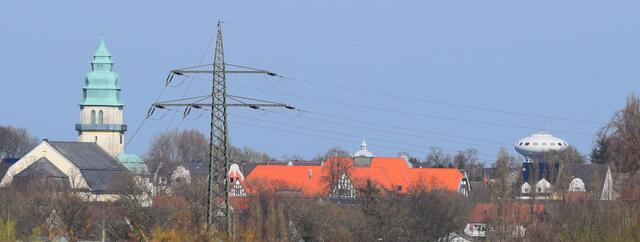 Blick von der Halde Groppenbruch auf Brambauer; man sieht hier den Eingang von der Diesterwegstraße