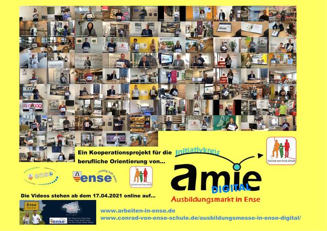 Ab Samstag, 17. April, sind die Videos unter https://www.conrad-von-ense-schule.de/ausbildungsmesse-in-ense-digital/, auf www.arbeiten-in-ense.de, auf YouTube, Facebook und Instagram zu sehen