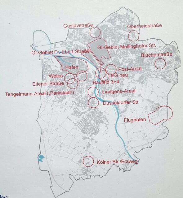 Die Verwaltung hat in Mülheim rund 93 Hektar an Wirtschaftsflächen-Potenzial ausgemacht.
Repro: Henschke