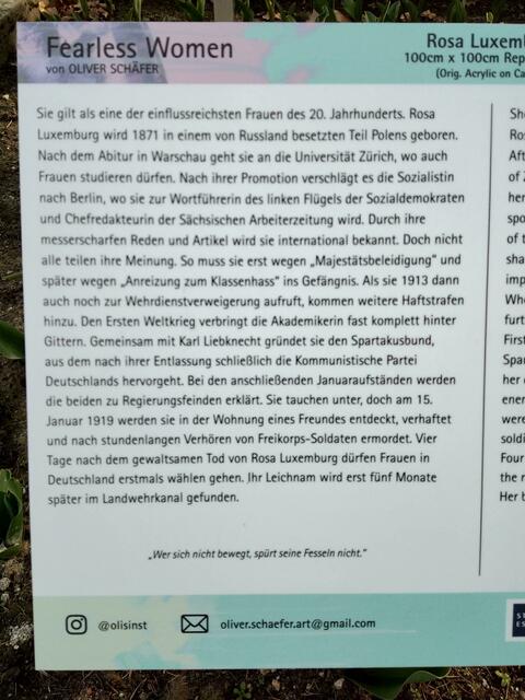 ROSA Luxemburg... "wer sich nicht bewegt, spürt seine Fesseln nicht"  !!!