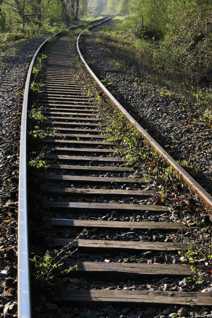 Das Pfeifen der historischen Dampflokomotiven ist auf dieser Strecke leider schon lange nicht mehr zu hören. Jedoch wird sie weiterhin von Güterzügen befahren, daher ist der Bewuchs des Gleisbettes mager - und seine Nutzung als Fußweg nicht risikofrei. | Foto: von mir