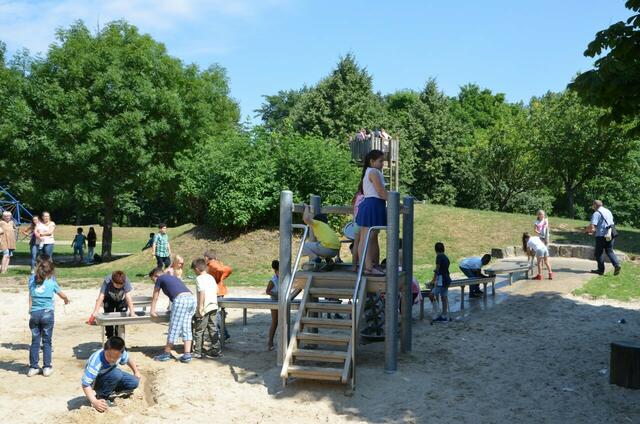 Der Wasserspielplatz auf der Heroldswiese in der Nordstadt.