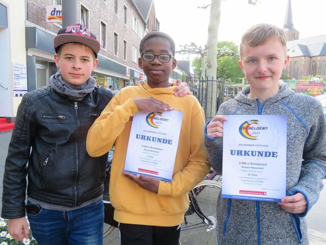 Leon, Daniel und Romeo beim Citylauf Geldern 