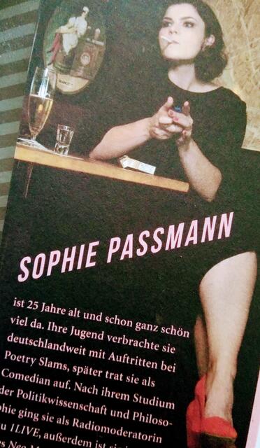 ...wie ich finde, ne´TOLLE FRAU, die Passmann....