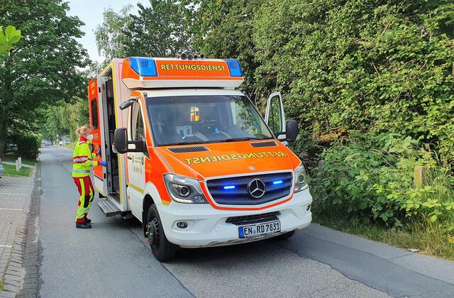 Das Team der Rettungswache Am Hoppe betreute an der Brandstelle eine gesundheitlich beeinträchtigte Hausbesitzerin.