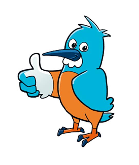 Projekt-Maskottchen Eisvogel Nordbert.